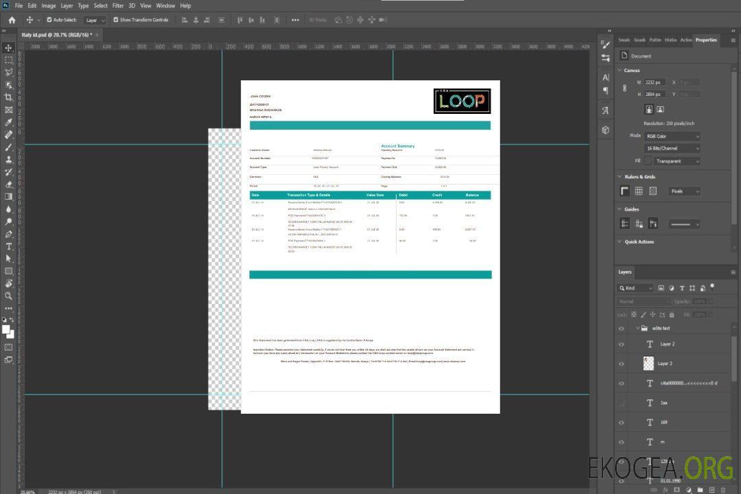 Modèle Word et PDF de relevé bancaire Kenya Loop template Modèle Word et PDF de relevé bancaire Kenya Loop template